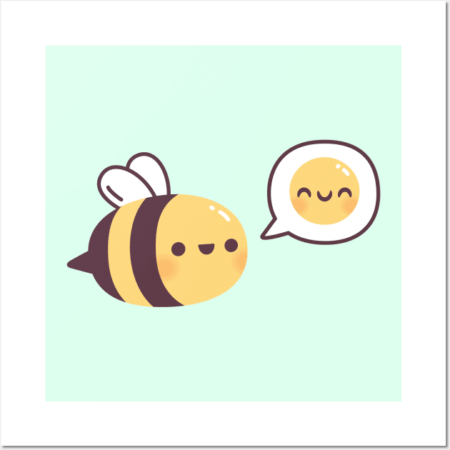 Cute Bee Be Happy Emoji Doodle Wall Art by rustydoodle